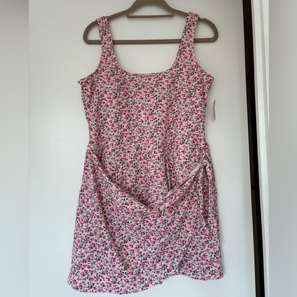 Pink Floral Pique Side-Tie Swim Dress (Old Navy) - Picture 2 of 3